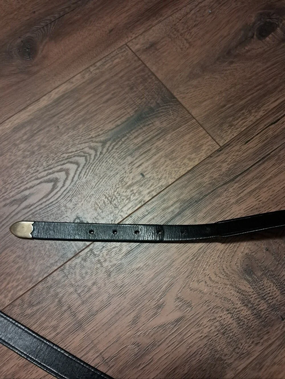 Black Leather Women's English Saddle Hide Belt with Brass Buckle